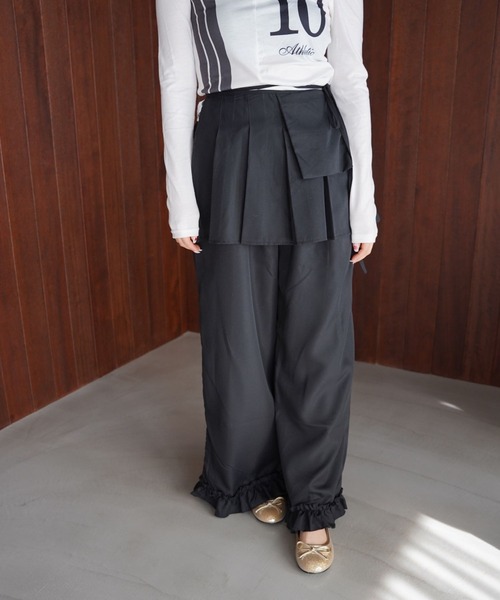 SANSeLF（サンセルフ）の「【SANSeLF】 マルチウェイ裾フリルエプロンレイヤードワイドパンツ saw25a068（その他パンツ・レディース・ブラック/ベージュ・FREE）」の21枚目の写真