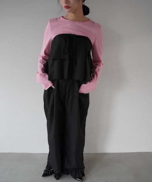 SANSeLF（サンセルフ）の「【SANSeLF】 マルチウェイ裾フリルエプロンレイヤードワイドパンツ saw25a068（その他パンツ・レディース・ブラック/ベージュ・FREE）」の20枚目の写真