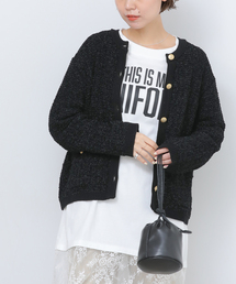 ツイードニット カーディガン ジャケット」に該当するレディース