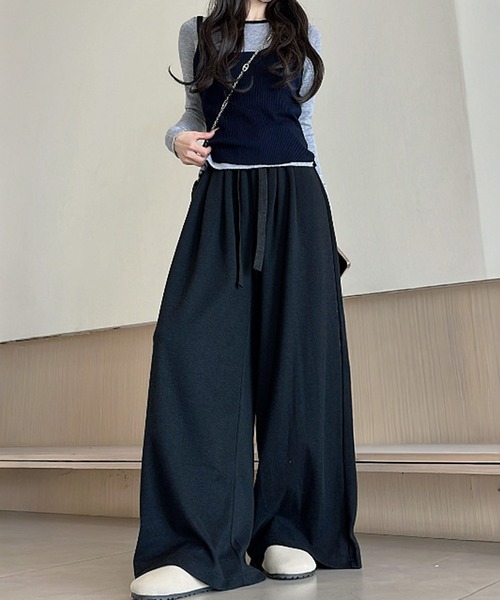 WEGO(ウィゴー)の「WEGO/ゆったりシルエットワイドストレートレッグパンツ(その他パンツ・レディース・ブラック/グレー・LARGE/MEDIUM)」の12枚目の写真