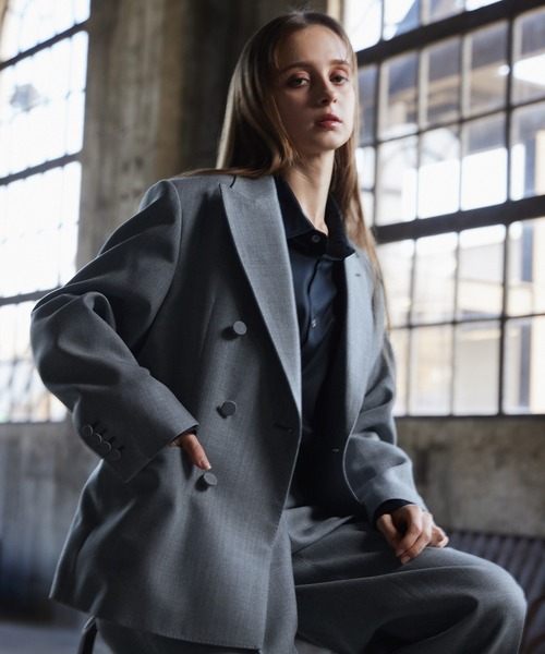 CLEL（クレイル）の「【CLEL core.】Super 100s Bishu Wool Double Tailored Jacket / スーパー100s 尾州ウールダブルテーラードジャケット（テーラードジャケット・メンズ・グレー/ブラック・M/S/L）」の3枚目の写真