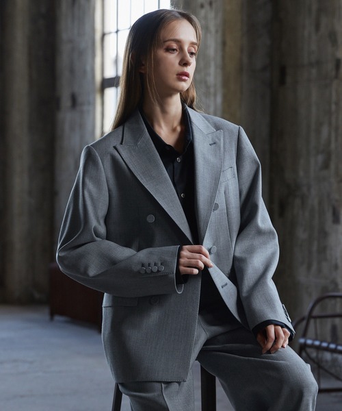 CLEL（クレイル）の「【CLEL core.】Super 100s Bishu Wool Double Tailored Jacket / スーパー100s 尾州ウールダブルテーラードジャケット（テーラードジャケット・メンズ・グレー/ブラック・M/S/L）」の4枚目の写真