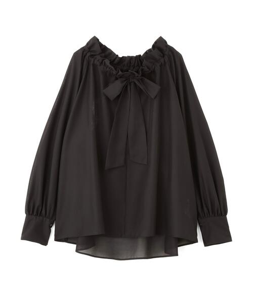 NATURAL BEAUTY BASIC（ナチュラルビューティーベーシック）の「◇2wayシアーボウタイブラウス（シャツ/ブラウス・レディース・ブラック/オフホワイト/ベージュ/ピンク/オレンジ・SMALL/MEDIUM）」の6枚目の写真