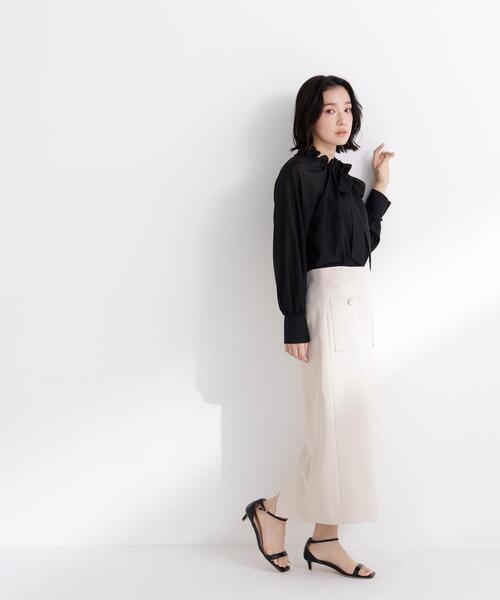 NATURAL BEAUTY BASIC（ナチュラルビューティーベーシック）の「◇2wayシアーボウタイブラウス（シャツ/ブラウス・レディース・ブラック/オフホワイト/ベージュ/ピンク/オレンジ・SMALL/MEDIUM）」の7枚目の写真