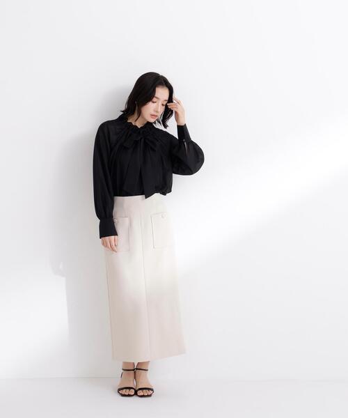 NATURAL BEAUTY BASIC（ナチュラルビューティーベーシック）の「◇2wayシアーボウタイブラウス（シャツ/ブラウス・レディース・ブラック/オフホワイト/ベージュ/ピンク/オレンジ・SMALL/MEDIUM）」の9枚目の写真