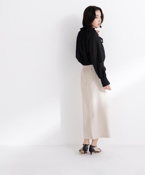 NATURAL BEAUTY BASIC（ナチュラルビューティーベーシック）の「◇2wayシアーボウタイブラウス（シャツ/ブラウス・レディース・ブラック/オフホワイト/ベージュ/ピンク/オレンジ・SMALL/MEDIUM）」の11枚目の写真