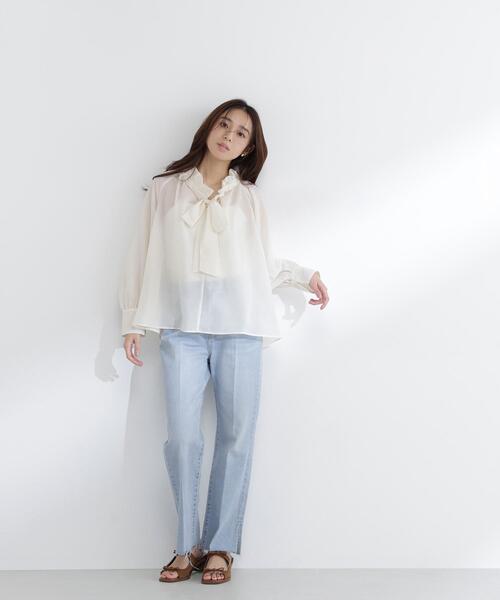 NATURAL BEAUTY BASIC（ナチュラルビューティーベーシック）の「◇2wayシアーボウタイブラウス（シャツ/ブラウス・レディース・ブラック/オフホワイト/ベージュ/ピンク/オレンジ・SMALL/MEDIUM）」の21枚目の写真