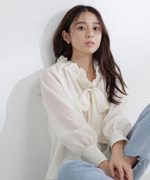 NATURAL BEAUTY BASIC | ◇2wayシアーボウタイブラウス(シャツ/ブラウス)