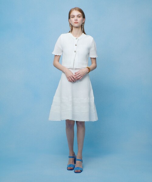 LOULOU WILLOUGHBY（ルルウィルビー）の「【LOULOU WILLOUGHBY】メッシュクロッシェボレロカーディガン（カーディガン/ボレロ・レディース・ブラック/オフホワイト・2）」の6枚目の写真