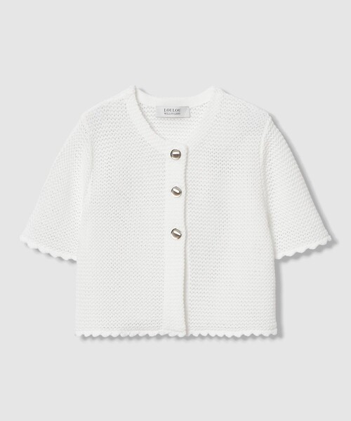 LOULOU WILLOUGHBY（ルルウィルビー）の「【LOULOU WILLOUGHBY】メッシュクロッシェボレロカーディガン（カーディガン/ボレロ・レディース・ブラック/オフホワイト・2）」の7枚目の写真