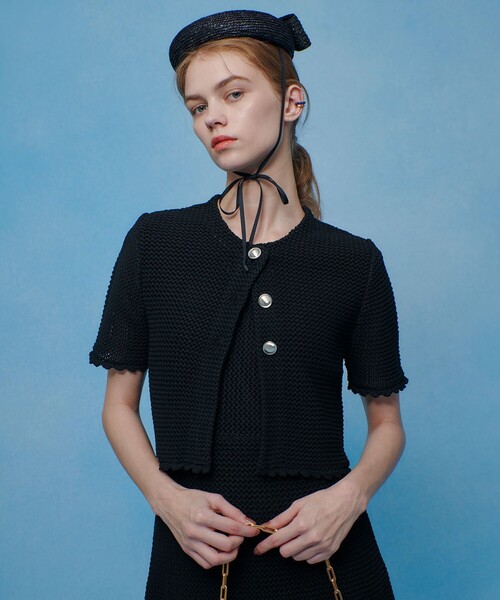 LOULOU WILLOUGHBY（ルルウィルビー）の「【LOULOU WILLOUGHBY】メッシュクロッシェボレロカーディガン（カーディガン/ボレロ・レディース・ブラック/オフホワイト・2）」の17枚目の写真