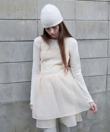 ROLAROLA（ロラロラ）の「ORGANZA RIBBON MINI ONEPIECE SALMON（ワンピース）」
