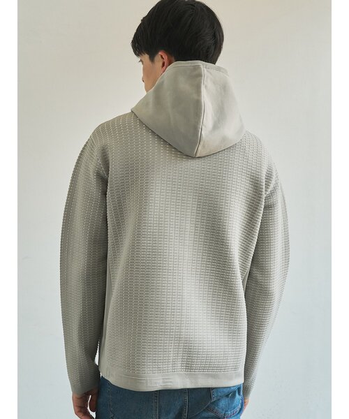 g-stage（ジーステージ）の「【G-STAGE】 ワッフル柄ジャガードブルゾン（ブルゾン・メンズ・ブラック/ベージュ系・46/50/48）」の3枚目の写真