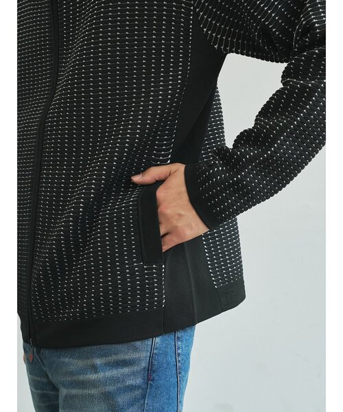 g-stage（ジーステージ）の「【G-STAGE】 ワッフル柄ジャガードブルゾン（ブルゾン・メンズ・ブラック/ベージュ系・46/50/48）」の9枚目の写真