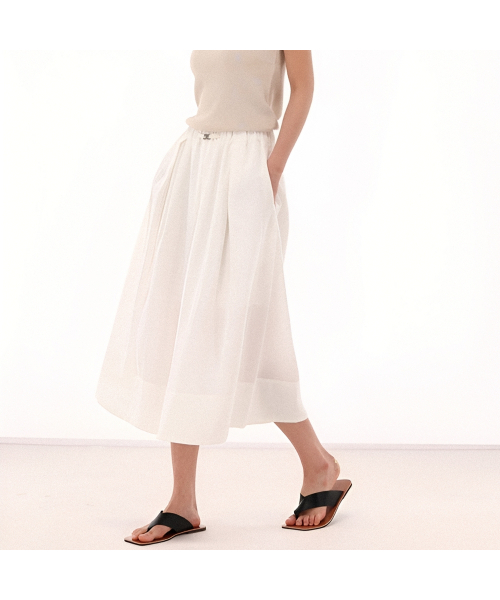 ACUD(アクド)の「Linen Bending Pintuck Skirt _White(スカート・レディース・ホワイト・S/M)」の1枚目の写真