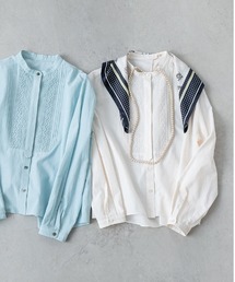 human woman | ◆レースドッキングバンドカラーブラウス(シャツ/ブラウス)