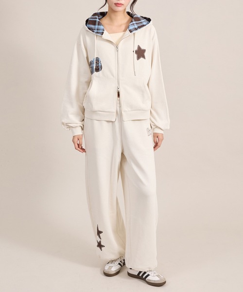 apres jour mignon（アプレジュールミニョン）の「【セットアップ着用可能】アップリケスウェットパンツ（スウェットパンツ・レディース・ネイビー/アイボリー/杢グレー・SMALL/LARGE/MEDIUM）」の16枚目の写真