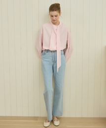Button Detail Straight Jean - Light Blue