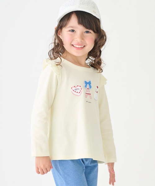 petit main（プティマイン）の「【プティプラ】GIRLS長袖Tシャツ（Tシャツ/カットソー・キッズ・ライトグリーン/ピンク/ライトブルー/アイボリー/ライトピンク/ネイビー/イエロー/ドット/オフホワイト/ラベンダー・90cm/80ｃｍ/130cm/100cm/110cm/120cm）」の7枚目の写真