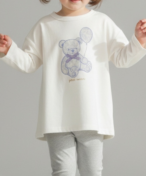 petit main（プティマイン）の「【プティプラ】GIRLS長袖Tシャツ（Tシャツ/カットソー・キッズ・ライトグリーン/ピンク/ライトブルー/アイボリー/ライトピンク/ネイビー/イエロー/ドット/オフホワイト/ラベンダー・90cm/80ｃｍ/130cm/100cm/110cm/120cm）」の3枚目の写真