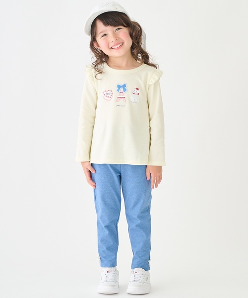 petit main（プティマイン）の「【プティプラ】GIRLS長袖Tシャツ（Tシャツ/カットソー・キッズ・ライトグリーン/ピンク/ライトブルー/アイボリー/ライトピンク/ネイビー/イエロー/ドット/オフホワイト/ラベンダー・90cm/80ｃｍ/130cm/100cm/110cm/120cm）」の12枚目の写真