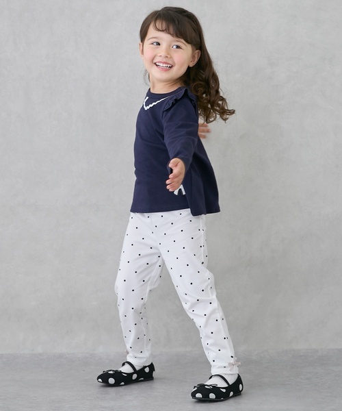 petit main（プティマイン）の「【プティプラ】GIRLS長袖Tシャツ（Tシャツ/カットソー・キッズ・ライトグリーン/ピンク/ライトブルー/アイボリー/ライトピンク/ネイビー/イエロー/ドット/オフホワイト/ラベンダー・90cm/80ｃｍ/130cm/100cm/110cm/120cm）」の16枚目の写真