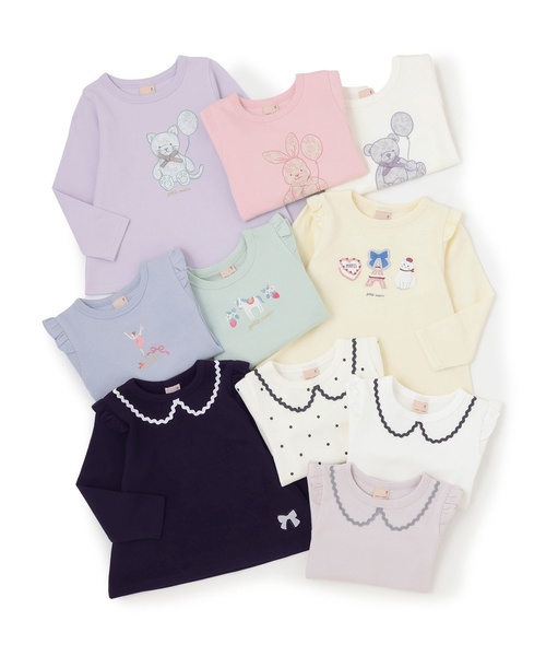 petit main(プティマイン)の「【プティプラ】GIRLS長袖Tシャツ(Tシャツ/カットソー・キッズ・ライトグリーン/ピンク/ライトブルー/アイボリー/ライトピンク/ネイビー/イエロー/ドット/オフホワイト/ラベンダー・90cm/80cm/130cm/100cm/110cm/120cm)」の12枚目の写真