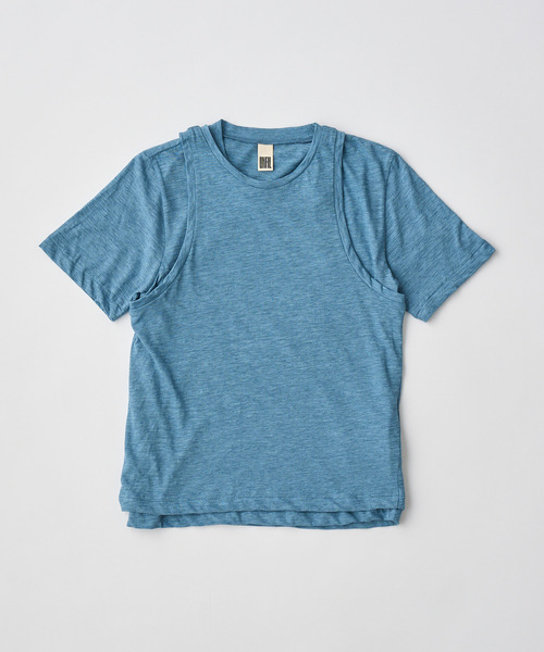 UNFIL(アンフィル)の「UNFIL アンフィル / fine slub yarn layered top ファインスラブヤーンレイヤードトップス / WXSP-UW141(Tシャツ/カットソー・レディース・ライトグレー/コバルトブルー/キャメル・1)」の3枚目の写真