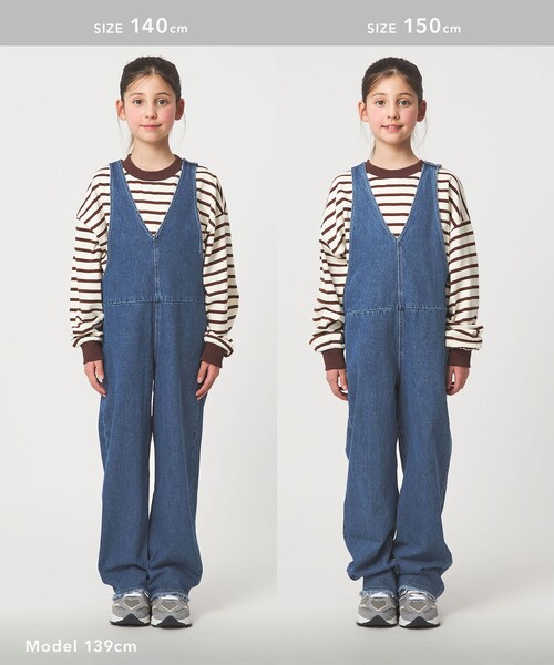 green label relaxing（グリーンレーベルリラクシング）の「デニム サロペット / キッズ  100cm-160cm（サロペット/オーバーオール・キッズ・ライトブルー/コバルトブルー・160cm/120cm/140cm/100cm/150cm/130cm/110cm）」の4枚目の写真