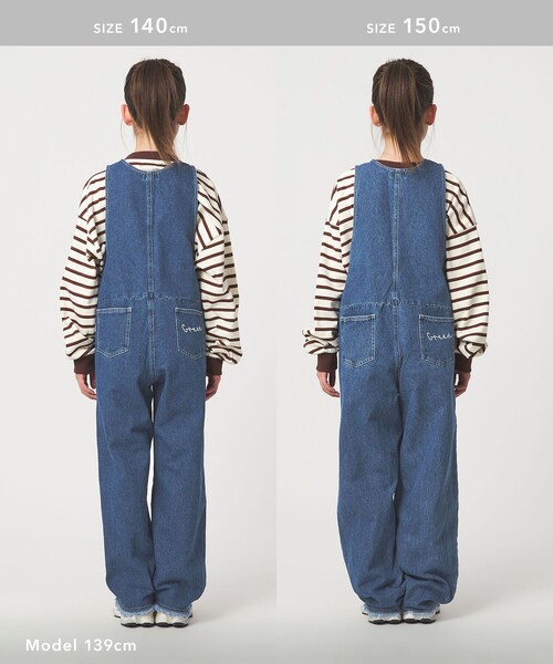 green label relaxing（グリーンレーベルリラクシング）の「デニム サロペット / キッズ  100cm-160cm（サロペット/オーバーオール・キッズ・ライトブルー/コバルトブルー・160cm/120cm/140cm/100cm/150cm/130cm/110cm）」の6枚目の写真