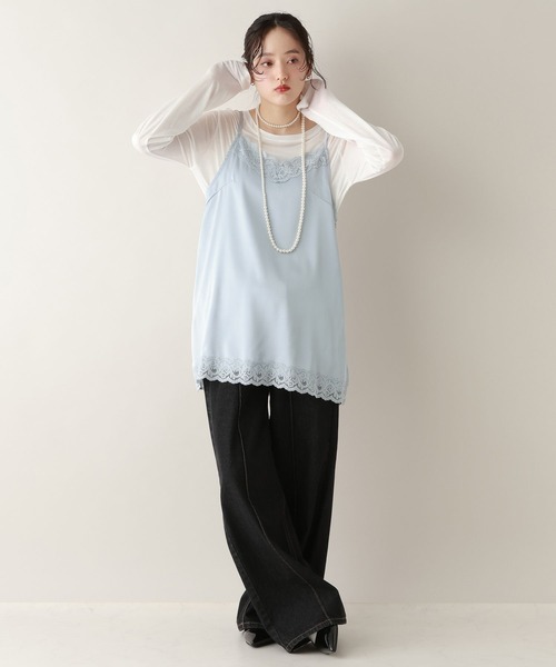 RAGEBLUE(レイジブルー)の「ランジェリーキャミワンピース(キャミソール・レディース・ブラック/ブルー/オフホワイト・FREE)」の5枚目の写真