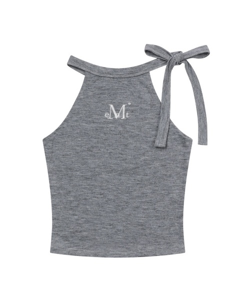 MUCENT(ムセント)の「ボウズアップリボンクロップホルタースリーブレスナシ(5色)(Tシャツ/カットソー・レディース・チャコール/Beige/ホワイト/グレー/ブラック・FREE)」の3枚目の写真