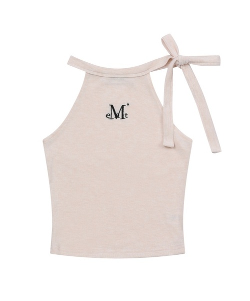 MUCENT(ムセント)の「ボウズアップリボンクロップホルタースリーブレスナシ(5色)(Tシャツ/カットソー・レディース・チャコール/Beige/ホワイト/グレー/ブラック・FREE)」の5枚目の写真