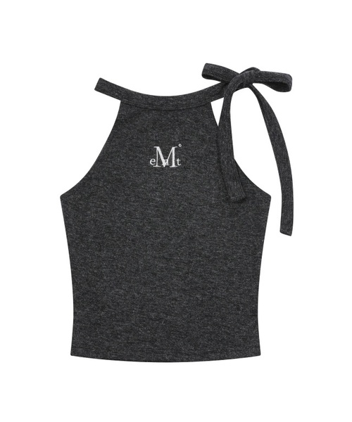 MUCENT(ムセント)の「ボウズアップリボンクロップホルタースリーブレスナシ(5色)(Tシャツ/カットソー・レディース・チャコール/Beige/ホワイト/グレー/ブラック・FREE)」の4枚目の写真