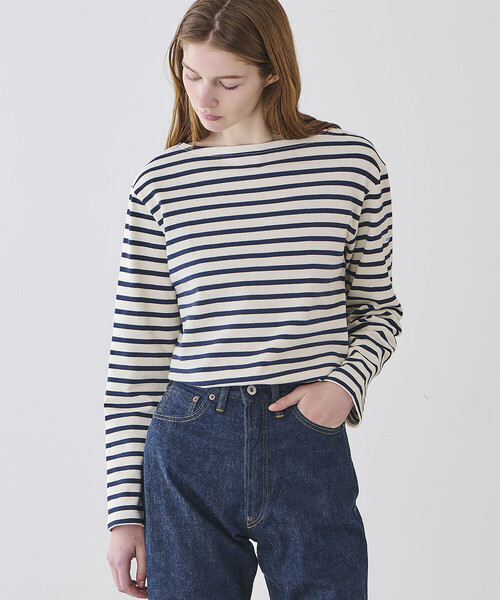 ORCIVAL（オーシバル）の「ORCIVAL | コットンロード ボートネック フレンチバスクTシャツ WOMEN（Tシャツ/カットソー・レディース・ブラック/ホワイト系その他5/イエロー系その他/ブルー系その他2/ブラック系その他/ブルー系その他/ホワイト/レッド系その他/グレー系その他・2/1）」の10枚目の写真