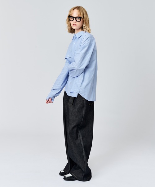 WETTEMPT（ウィテンプト）の「DOUBLE POCKET STRIPE SHIRT / ダブルポケットストライプシャツ（シャツ/ブラウス・メンズ・サックスブルー/ブルー・SMALL/MEDIUM/LARGE）」の7枚目の写真