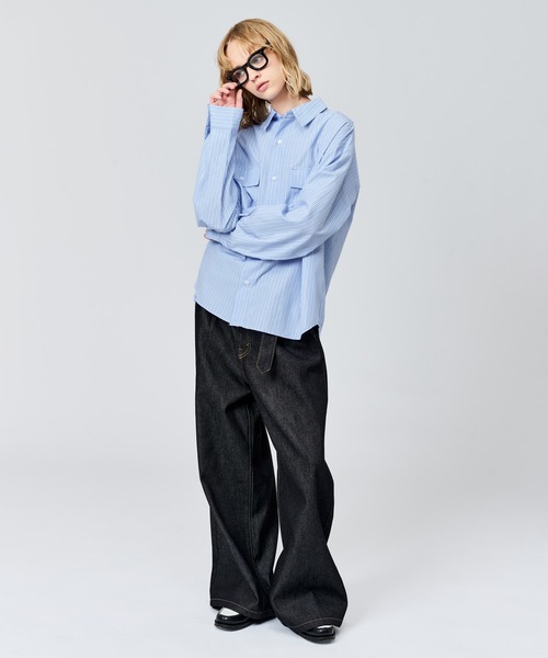 WETTEMPT（ウィテンプト）の「DOUBLE POCKET STRIPE SHIRT / ダブルポケットストライプシャツ（シャツ/ブラウス・メンズ・サックスブルー/ブルー・SMALL/MEDIUM/LARGE）」の9枚目の写真