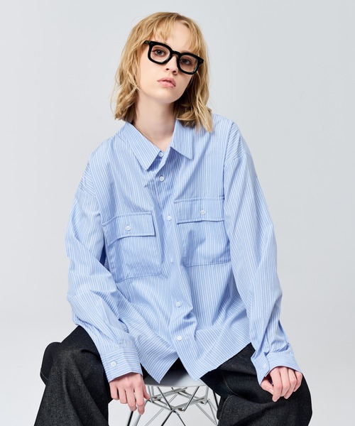 WETTEMPT（ウィテンプト）の「DOUBLE POCKET STRIPE SHIRT / ダブルポケットストライプシャツ（シャツ/ブラウス・メンズ・サックスブルー/ブルー・SMALL/MEDIUM/LARGE）」の12枚目の写真