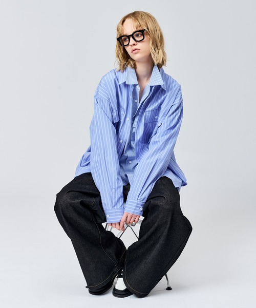 WETTEMPT（ウィテンプト）の「DOUBLE POCKET STRIPE SHIRT / ダブルポケットストライプシャツ（シャツ/ブラウス・メンズ・サックスブルー/ブルー・SMALL/MEDIUM/LARGE）」の14枚目の写真