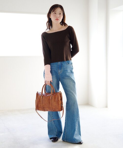 Kastane（カスタネ）の「【500mlペットボトル収納可】スタッズボストンバッグ（ボストンバッグ・レディース・ブラウン/ブラック・FREE）」の6枚目の写真