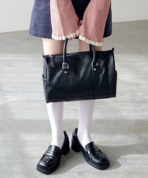 Kastane（カスタネ）の「【500mlペットボトル収納可】スタッズボストンバッグ（ボストンバッグ・レディース・ブラウン/ブラック・FREE）」の8枚目の写真