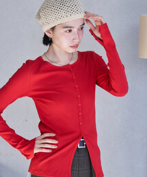 【オシャレ⭐FREAK'S STORE】赤　ニットチュニックカットソー　サイズF FREAK'S STORE｜フリークスストアのニット/セーター（レッド/赤色系