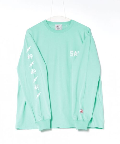 go slow caravan(ゴースローキャラバン)の「YOIDORE/酔いどれ KAMINARISAMA ロンTEE(Tシャツ/カットソー・メンズ・ホワイト/ライトグリーン・MEDIUM/LARGE/X-LARGE)」の8枚目の写真