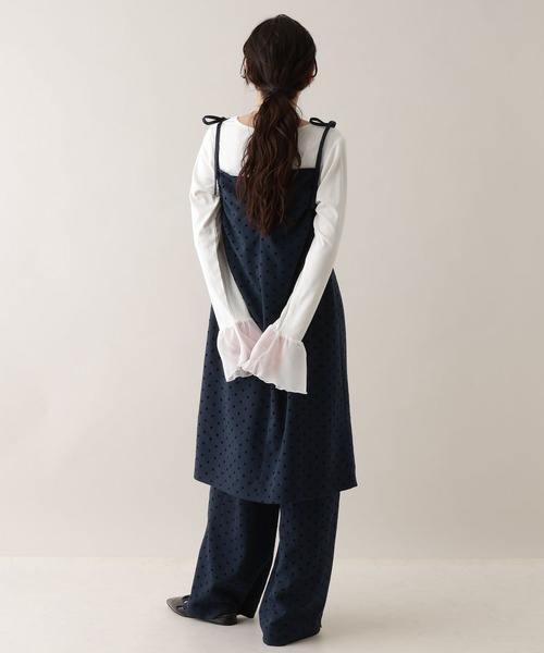 RAGEBLUE(レイジブルー)の「ギャザードットキャミワンピース/セットアップ対応(ワンピース・レディース・ブラック/ネイビー・FREE)」の8枚目の写真