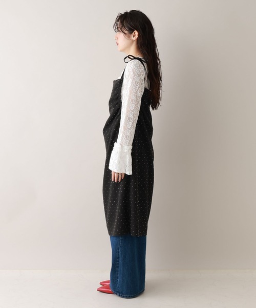 RAGEBLUE(レイジブルー)の「ギャザードットキャミワンピース/セットアップ対応(ワンピース・レディース・ブラック/ネイビー・FREE)」の9枚目の写真