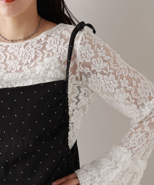 RAGEBLUE(レイジブルー)の「ギャザードットキャミワンピース/セットアップ対応(ワンピース・レディース・ブラック/ネイビー・FREE)」の12枚目の写真