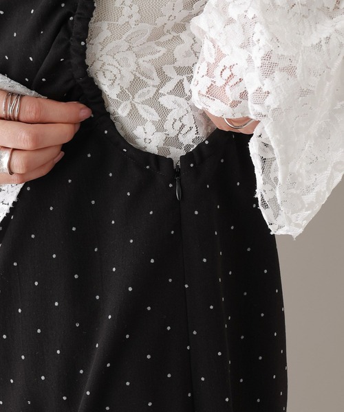 RAGEBLUE(レイジブルー)の「ギャザードットキャミワンピース/セットアップ対応(ワンピース・レディース・ブラック/ネイビー・FREE)」の15枚目の写真