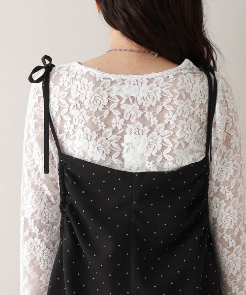 RAGEBLUE(レイジブルー)の「ギャザードットキャミワンピース/セットアップ対応(ワンピース・レディース・ブラック/ネイビー・FREE)」の16枚目の写真