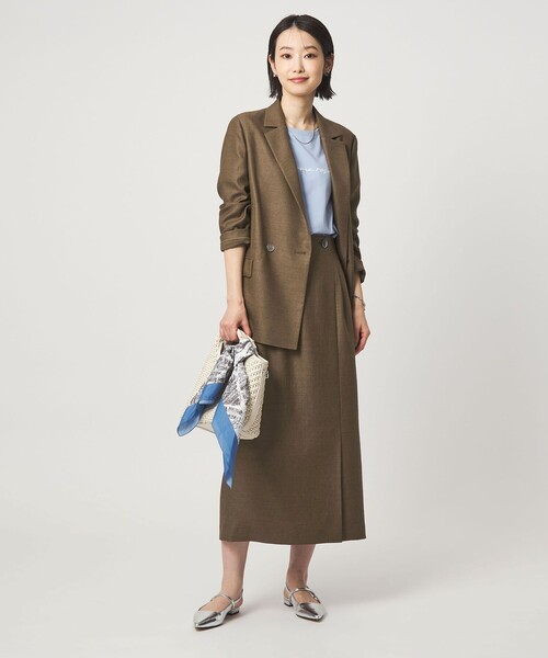 green label relaxing（グリーンレーベルリラクシング）の「［size SHORTあり］リネンライク スリット タイト スカート（スカート・レディース・ナチュラル/ブラウン/ネイビー・SHORT/36/38/40）」の7枚目の写真