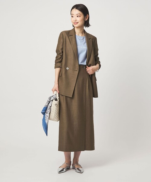 green label relaxing（グリーンレーベルリラクシング）の「［size SHORTあり］リネンライク スリット タイト スカート（スカート・レディース・ナチュラル/ブラウン/ネイビー・SHORT/36/38/40）」の8枚目の写真